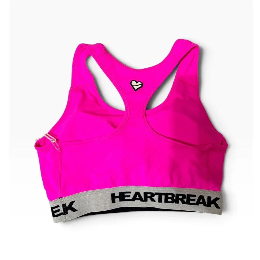 Heartbreak Women's sendy sports bra neon pink Athleisure Racerback Small NEW